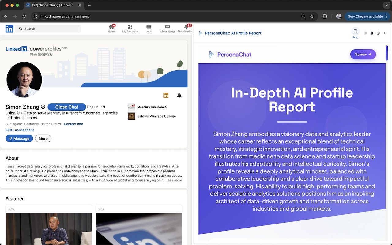 PersonaChat profile analysis screenshot 1